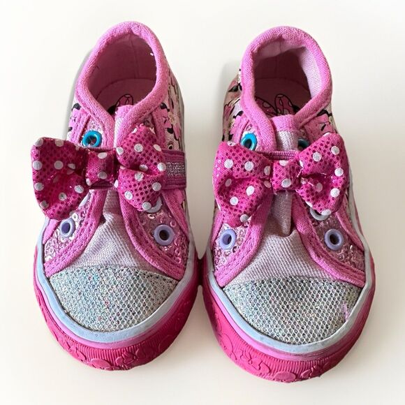 Minnie Mouse Infant Toddler Size 5 Pink Sparkly Sneakers - Picture 2 of 5
